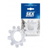 Прозрачное эрекционное кольцо со стимулирующими шариками - Sex Expert - в Новошахтинске купить с доставкой