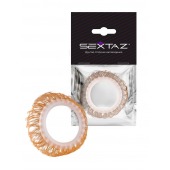 Эрекционное кольцо с бежевыми «ресничками» - Sextaz - в Новошахтинске купить с доставкой