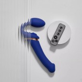 Синий безремневой страпон Multi Orgasm Bendable Strap-On size XL с клиторальной стимуляцией - Strap-on-me - купить с доставкой в Новошахтинске