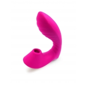 Ярко-розовый вибромассажер с вакуумной стимуляцией клитора - Erokay