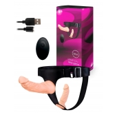 Женский страпон с 2 насадками, вибрацией и пультом ДУ - Erowoman-Eroman - купить с доставкой в Новошахтинске