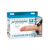 Телесный пустотелый фаллопротез 5’’ Hollow Silicone Strap-On - 14 см. - Pipedream - купить с доставкой в Новошахтинске