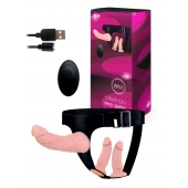 Женский страпон с 3 насадками и вибрацией - Erowoman-Eroman - купить с доставкой в Новошахтинске