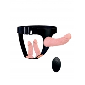 Женский страпон с 3 насадками и вибрацией - Erowoman-Eroman - купить с доставкой в Новошахтинске