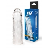 Прозрачная закрытая насадка на пенис с ребрышками - 16 см. - Sex Expert - в Новошахтинске купить с доставкой