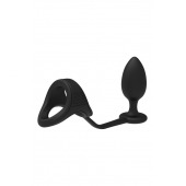 Черное эрекционное кольцо с анальной пробкой Cockstrap With Anal Plug - Dream Toys - в Новошахтинске купить с доставкой