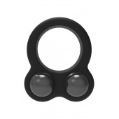 Черное эрекционное кольцо с утяжелителями Cockring Dual Weight - Dream Toys - в Новошахтинске купить с доставкой