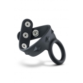 Черное эрекционное кольцо с подхватом мошонки на кнопках VS6 - Blush Novelties - в Новошахтинске купить с доставкой