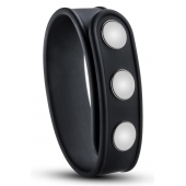 Черное эрекционное кольцо на кнопках - Blush Novelties - в Новошахтинске купить с доставкой