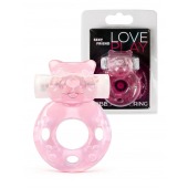 Розовое эрекционное виброкольцо в форме мишки - 1137 - в Новошахтинске купить с доставкой