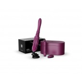 Фиолетовая секс-машина с функцией нагрева, насадками и присоской Sesh - Zalo - купить с доставкой в Новошахтинске