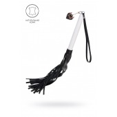 Плеть с белой рукоятью и чёрными хлыстами - 50 см. - Pecado - купить с доставкой в Новошахтинске