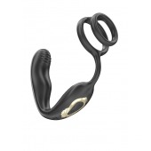 Черная анальная пробка с вращением и эрекционными кольцами - Ibiza - в Новошахтинске купить с доставкой