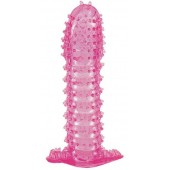 Гелевая розовая насадка с шипами - 12 см. - Toyfa Basic - в Новошахтинске купить с доставкой