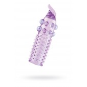 Гелевая фиолетовая насадка с шариками, шипами и усиком - 11 см. - Toyfa Basic - в Новошахтинске купить с доставкой