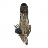 Дымчатая удлиняющая насадка с вибрацией и отростком для преданусного массажа - Baile - в Новошахтинске купить с доставкой