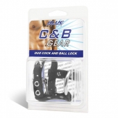 Утяжка на пенис на замочке Duo Cock And Ball Lock - BlueLine - купить с доставкой в Новошахтинске