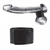 Чёрная утяжка на мошонку 1  Velcro Ball Stretcher - BlueLine - купить с доставкой в Новошахтинске