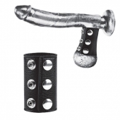 Чёрная утяжка на кнопках 100% PVC STRAP WITH METAL SNAP - BlueLine - купить с доставкой в Новошахтинске