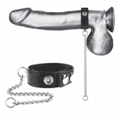 Утяжка на пенис с поводком Snap Cock Ring With 12  Leash - BlueLine - купить с доставкой в Новошахтинске