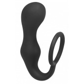 Чёрное эрекционное кольцо с анальной пробкой Double Pleasure Anal Plug - Lola Games - в Новошахтинске купить с доставкой