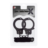 Чёрные наручники из листового металла в комплекте с веревкой BONDX METAL CUFFS LOVE ROPE SET - Dream Toys - купить с доставкой в Новошахтинске
