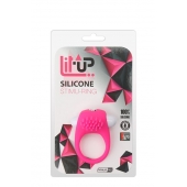 Розовое эрекционное кольцо с щеточкой LIT-UP SILICONE STIMU RING 5 - Dream Toys - в Новошахтинске купить с доставкой