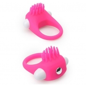 Розовое эрекционное кольцо с щеточкой LIT-UP SILICONE STIMU RING 5 - Dream Toys - в Новошахтинске купить с доставкой