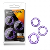 Набор из 3 фиолетовых эрекционных колец Stay Hard Beaded Cockrings - Blush Novelties - в Новошахтинске купить с доставкой