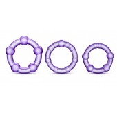 Набор из 3 фиолетовых эрекционных колец Stay Hard Beaded Cockrings - Blush Novelties - в Новошахтинске купить с доставкой