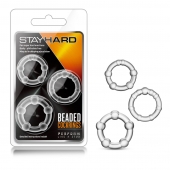 Набор из 3 прозрачных эрекционных колец Stay Hard Beaded Cockrings - Blush Novelties - в Новошахтинске купить с доставкой