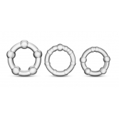 Набор из 3 прозрачных эрекционных колец Stay Hard Beaded Cockrings - Blush Novelties - в Новошахтинске купить с доставкой