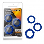 Набор из 3 синих эрекционных колец Stay Hard Beaded Cockrings - Blush Novelties - в Новошахтинске купить с доставкой