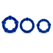 Набор из 3 синих эрекционных колец Stay Hard Beaded Cockrings - Blush Novelties - в Новошахтинске купить с доставкой