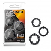 Набор из 3 чёрных эрекционных колец Stay Hard Beaded Cockrings - Blush Novelties - в Новошахтинске купить с доставкой