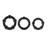 Набор из 3 чёрных эрекционных колец Stay Hard Beaded Cockrings - Blush Novelties - в Новошахтинске купить с доставкой