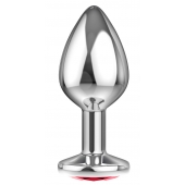 Большая серебристая анальная пробка Diamond Red Sparkle Large с красным кристаллом - 8 см. - Lola Games - купить с доставкой в Новошахтинске