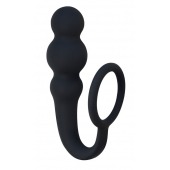 Чёрное эрекционное кольцо Legend с анальным стимулятором - Lola Games - в Новошахтинске купить с доставкой