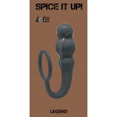 Серое эрекционное кольцо Legend с анальным стимулятором - Lola Games - в Новошахтинске купить с доставкой