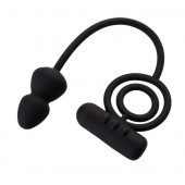 Чёрное эрекционное кольцо с вибропулькой и анальным хвостом - Erotist Adult Toys - в Новошахтинске купить с доставкой