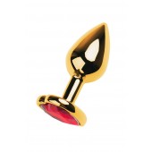 Золотистая анальная пробка с кристаллом-сердцем - 7,5 см. - ToyFa - купить с доставкой в Новошахтинске