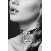 Черный чокер с двумя кольцами - Bijoux Pour Toi - купить с доставкой в Новошахтинске