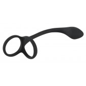 Эрекционное кольцо с утяжкой на мошонку и анальным плаг Black Velvets - Orion - в Новошахтинске купить с доставкой