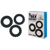 Набор из 3 рельефных эрекционных колец Sex Expert - Sex Expert - в Новошахтинске купить с доставкой