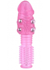Стимулирующая розовая насадка с шишечками и шипами - 13,5 см. - Toyfa Basic - в Новошахтинске купить с доставкой