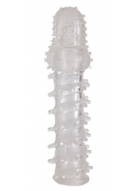 Прозрачная, закрытая насадка с шипами и точками - 13,5 см. - Toyfa Basic - в Новошахтинске купить с доставкой
