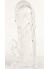 Прозрачная гелевая насадка с клиторальным отростком - 13 см. - Toyfa Basic - в Новошахтинске купить с доставкой