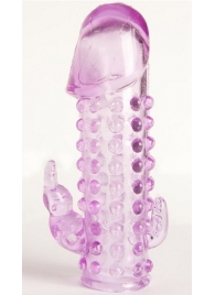 Закрытая фиолетовая насадка с 2 отростками - 13 см. - Toyfa Basic - в Новошахтинске купить с доставкой