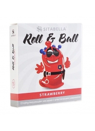 Стимулирующий презерватив-насадка Roll   Ball Strawberry - Sitabella - купить с доставкой в Новошахтинске