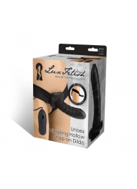 Чёрный полый страпон с вибрацией Unisex Vibrating Hollow Strap-On - 14 см. - Lux Fetish - купить с доставкой в Новошахтинске